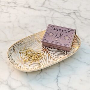 Talianna Gold White Lily Pad Decorative Ceramic Catchall Trinket Dish Tray NWT